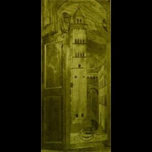 Pannello ligneo con dipinta la Torre di Palazzo