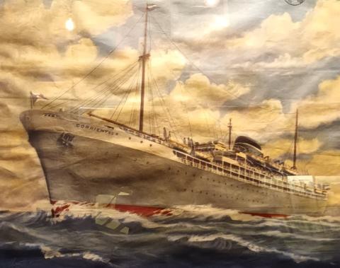 Mostra Navi di carta - Manifesto cartaceo raffigurante la nave argentina Dodero