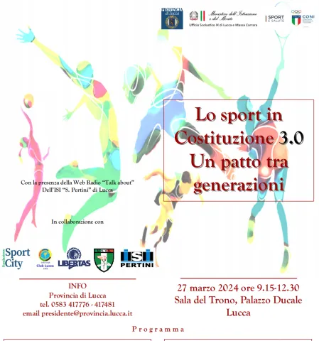 SPORT - Mercoledì 27 a Palazzo Ducale si parla di Sport e Costituzione SPORT - Mercoledì 27 a Palazzo Ducale si parla di Sport e Costituzione